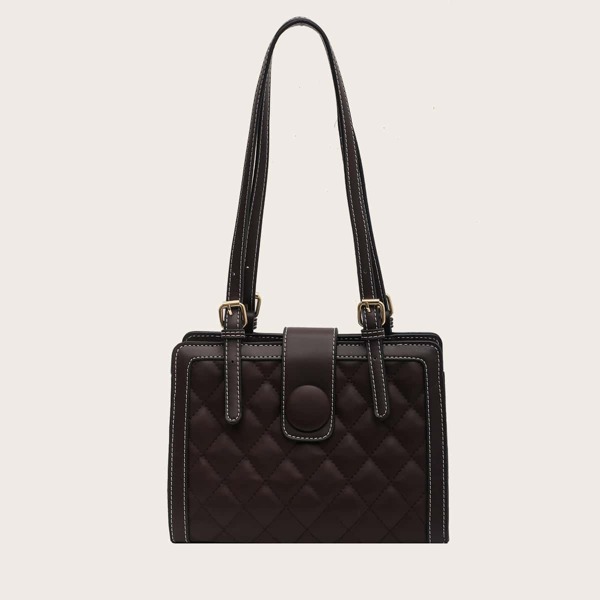 

Double Handle Quilted Shoulder Bag, Brown