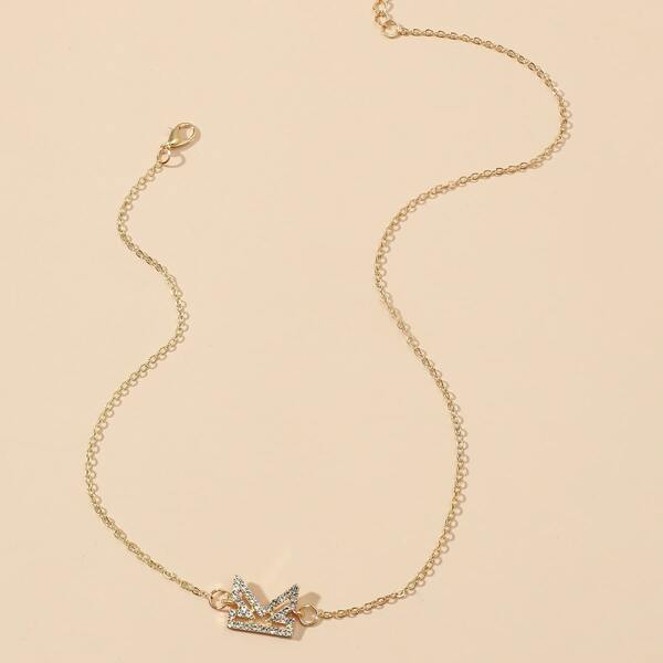 

Rhinestone Letter Charm Necklace, Gold
