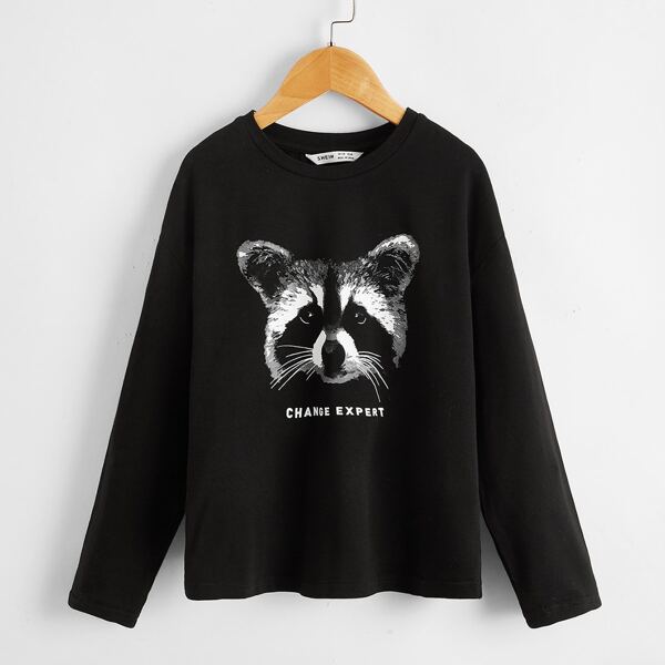 

Girls Animal & Letter Graphic Tee, Black