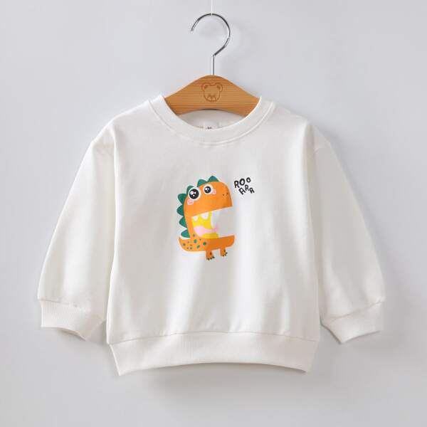 

Toddler Boys Letter & Dinosaur Print Sweatshirt, White