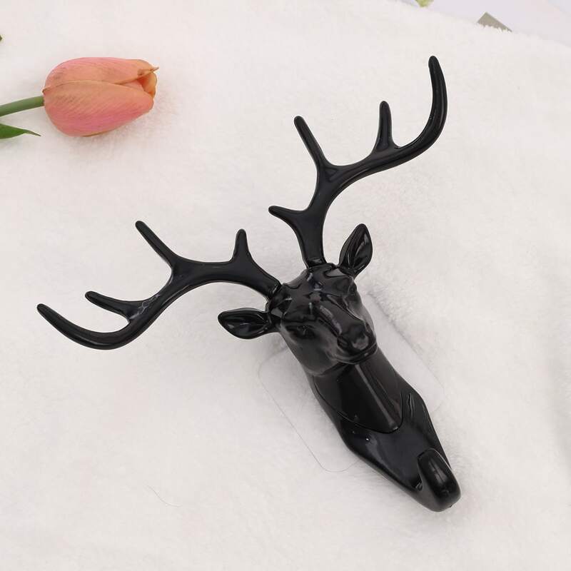 

1pc Deer Head Wall Hook, Black