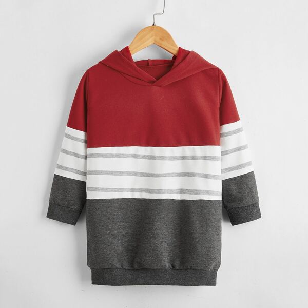 

Toddler Girls Cut And Sew Striped Hoodie Dress, Multicolor