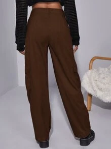 Flap pocket cord pants shein clearance