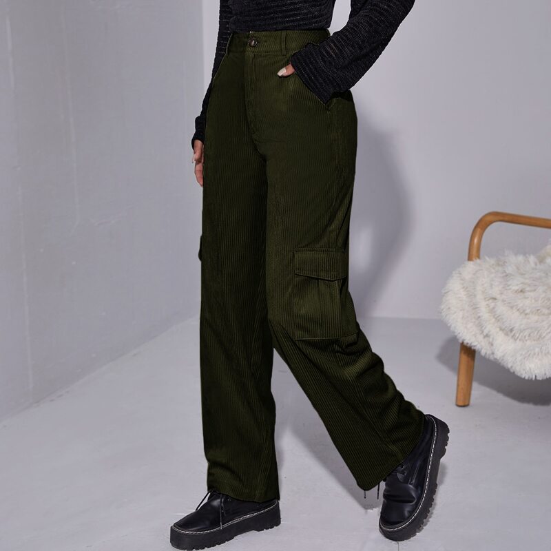 

Flap Pocket Cord Pants, Army green