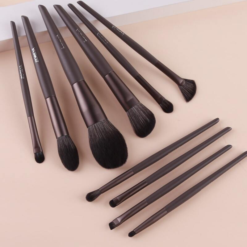

10pcs Makeup Brush Set, Chocolate brown