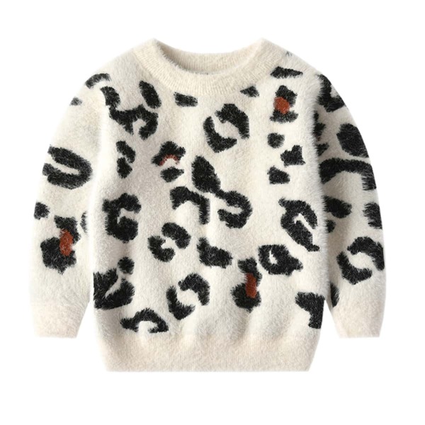 

Girls Allover Pattern Fuzzy Knit Sweater, Multicolor