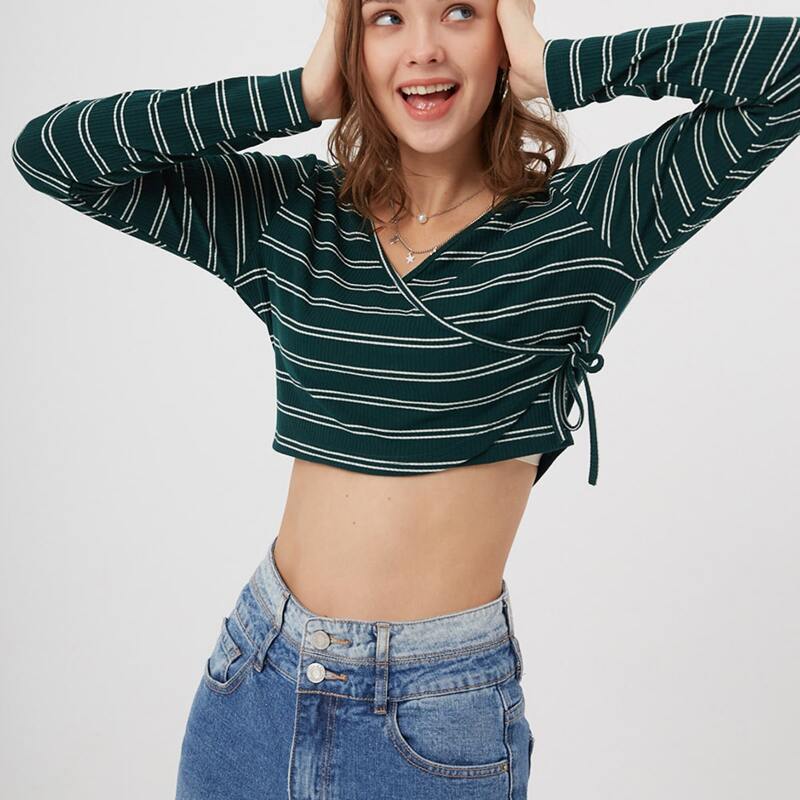 

Surplice Striped Crop Tee, Multicolor