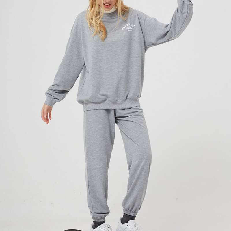 

Letter Graphic Sweatshirt & Pants, Light grey