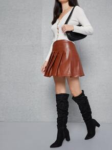 SHUZIA 尖頭大腿高抽褶靴