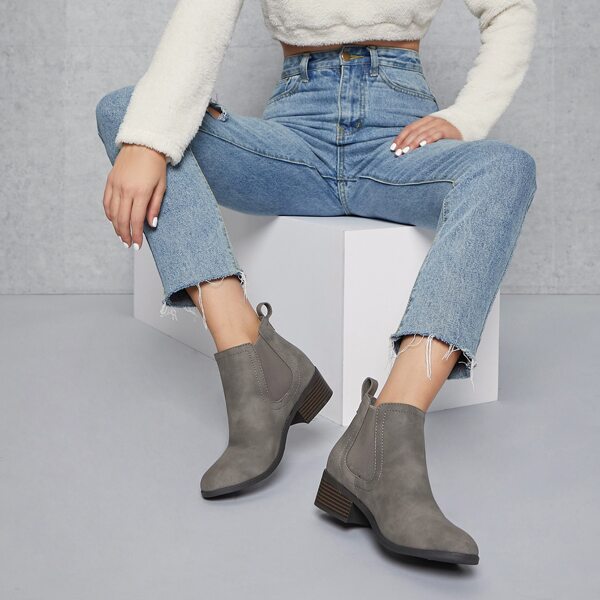 

Faux Leather Ankle Chelsea Boots, Grey