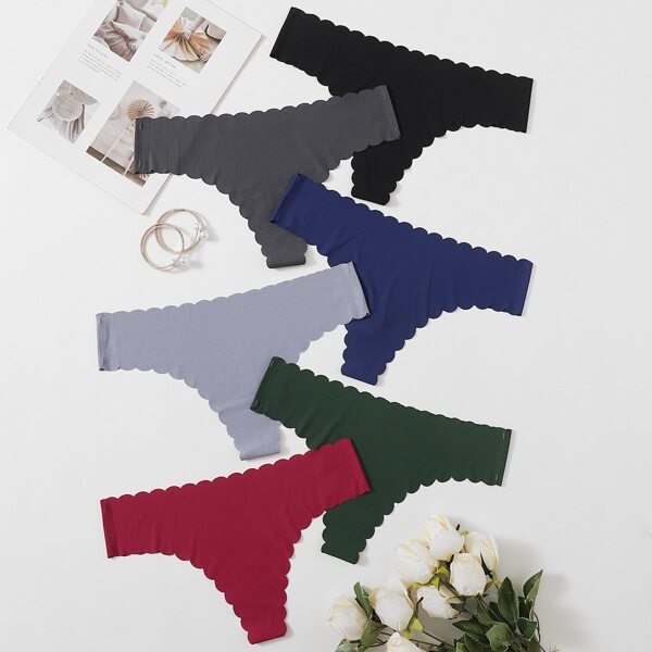 

6pack Rib Scalloped Trim Panty Set, Multicolor