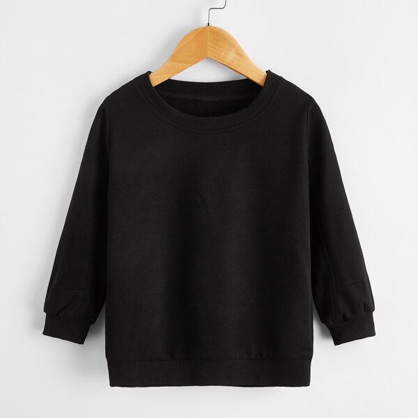 

Toddler Girls Rib Knit Neck Solid Sweatshirt, Black