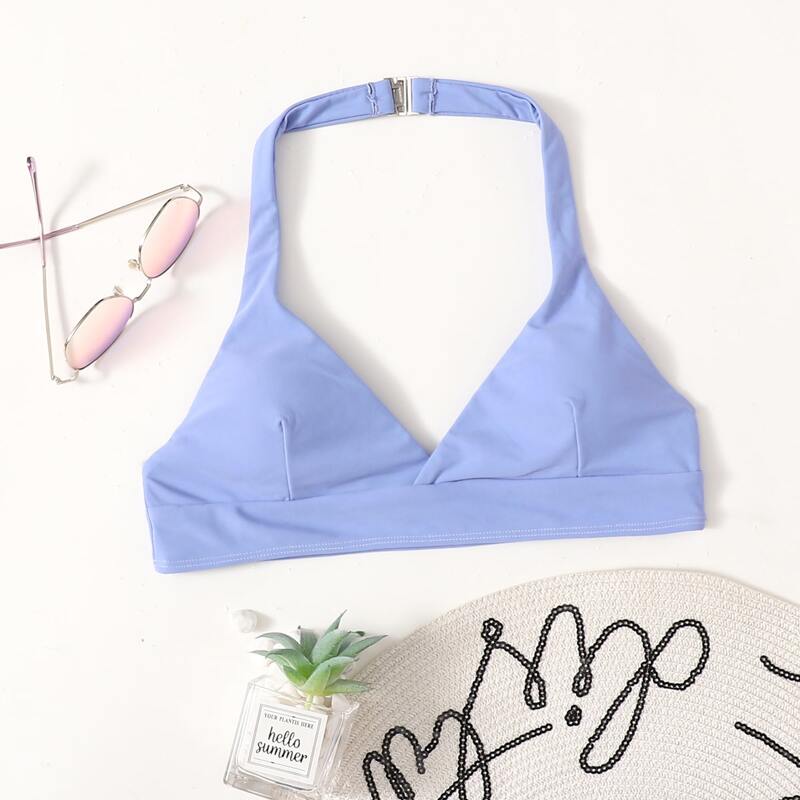 Solid Triangle Bikini Top, Lilac purple
