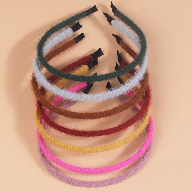 

7pcs Solid Fluffy Hair Hoop, Multicolor