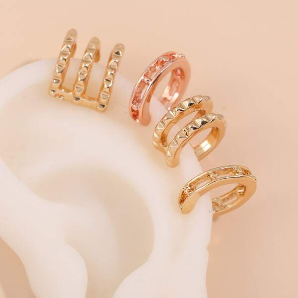 

4pcs Hollow Out Ear Cuff, Gold