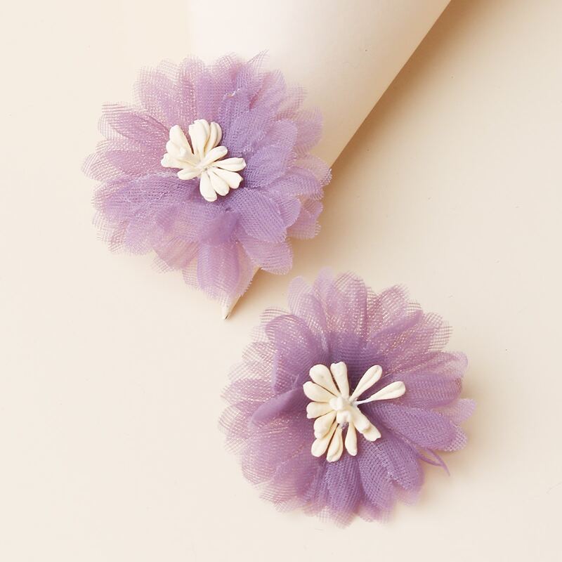 

Floral Design Stud Earrings, Purple