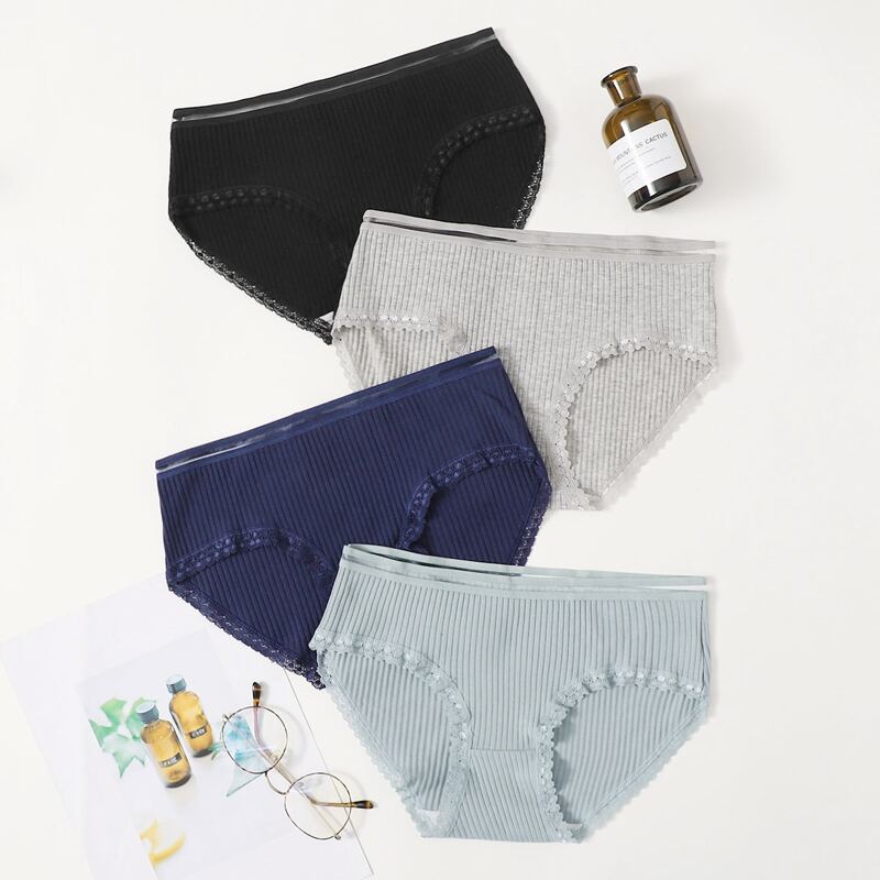 

4pack Lace Trim Panty Set, Multicolor