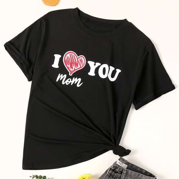 

Plus Heart & Slogan Graphic Tee, Black