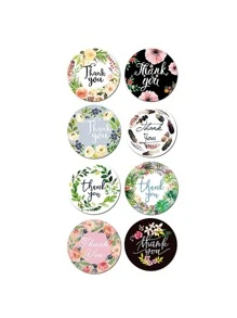 500 buc/rolă Etichetă autocolantă decorativă Etichetă autocolant pentru coacere Autocolant decorativ pentru cadou Autocolant cu flori de mulțumire, pentru împachetare cadou, petrecere, nuntă, ziua de naștere, afaceri mici - Multicolor - Vizualizare 4