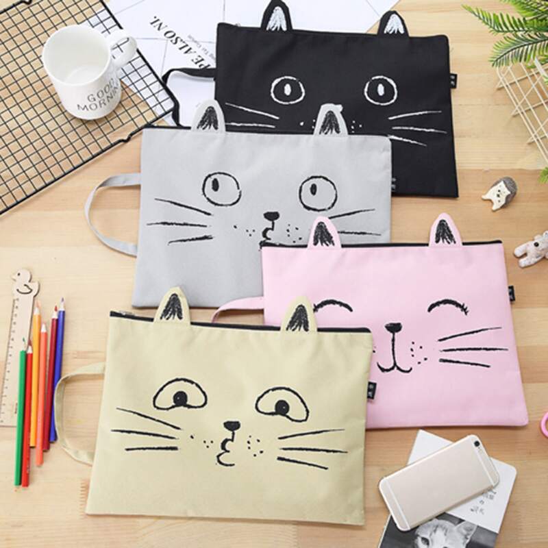 

1pc Cartoon Cat Print Random File Bag, Multicolor