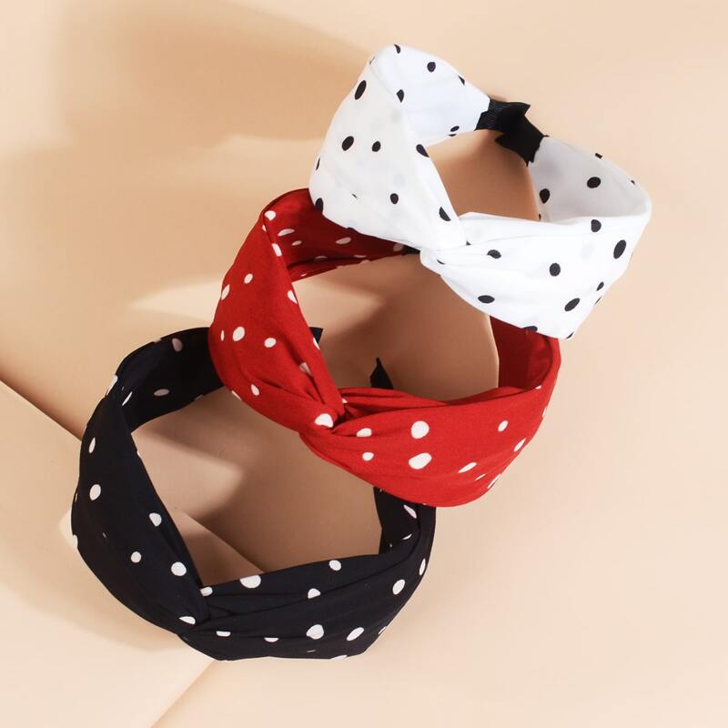 

3pcs Polka Dot Hair Hoop, Multicolor