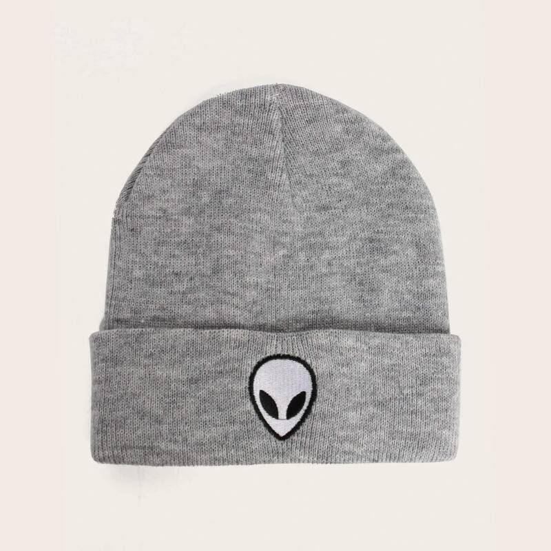

Alien Embroidery Beanie, Grey