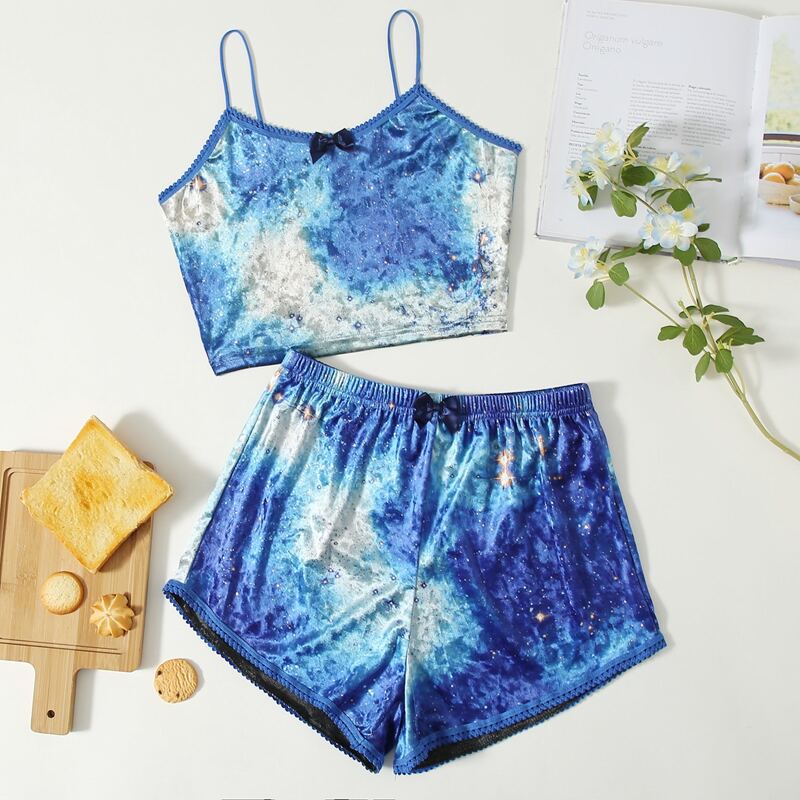 

Velvet Galaxy Shorts PJ Set, Blue