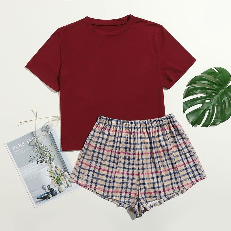 

Plaid Shorts PJ Set, Multicolor