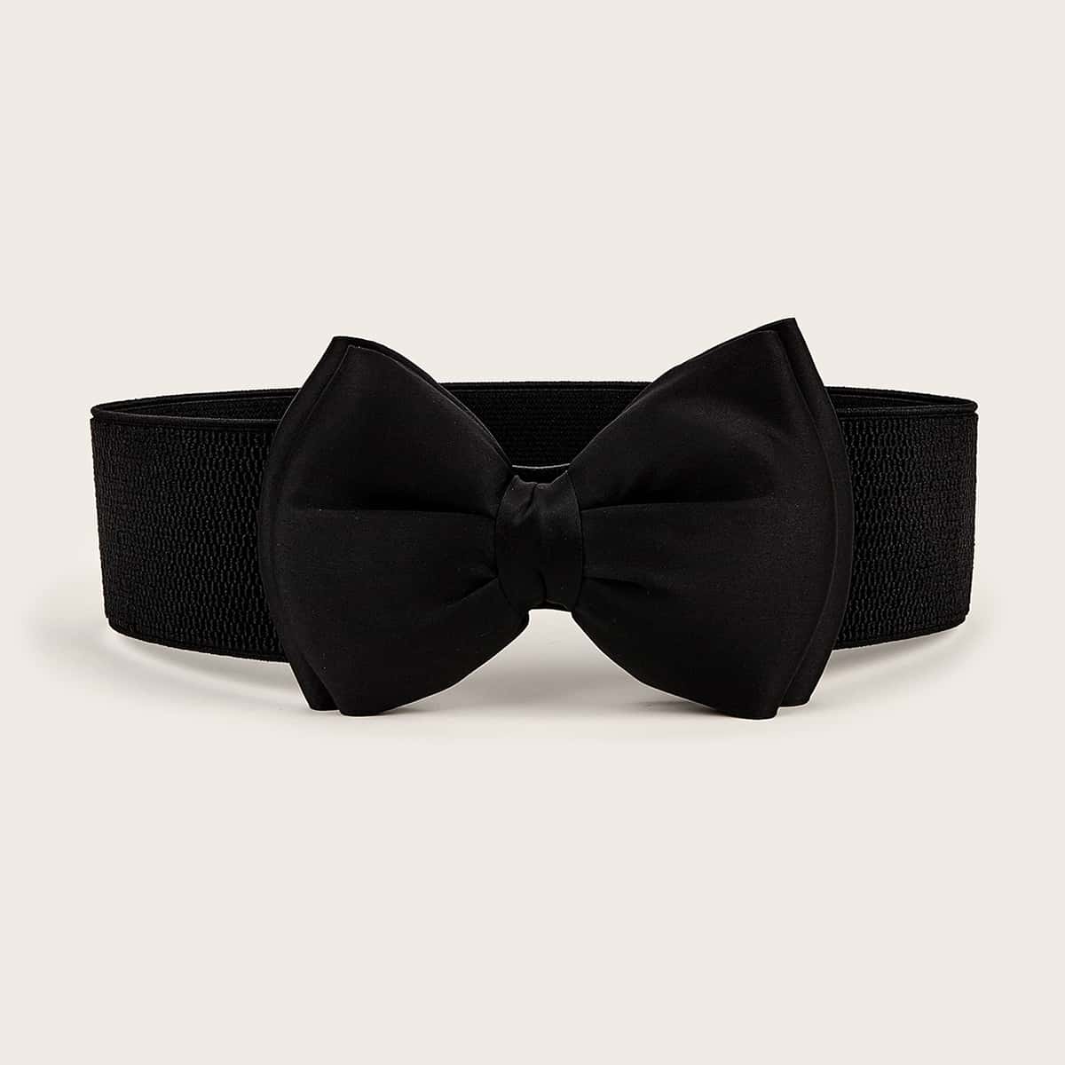 

Bow Decor Wide Belt, Black