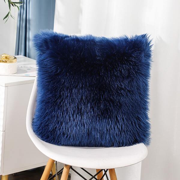 

Plain Plush Cushion Cover Without Filler, Blue