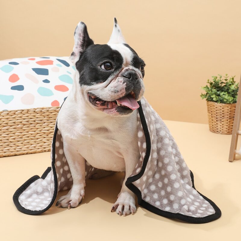 

Contrast Binding Polka Dot Dog Blanket, Grey