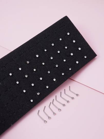 40قطع/طقم فولاذ غير قابل للصدأ , أسلوب أساسي مع أنيق بديكور حجر الراين مجوهرات زينة أنف للنساء و للرجال , البونك ثقب , A الموضة مجوهرات الجسم هدية الى أي مناسبات