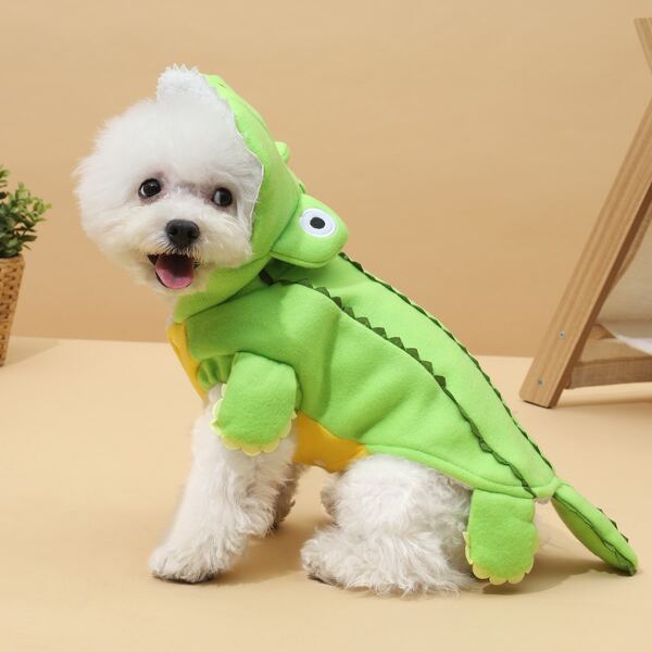 

Crocodile Design Hooded Dog Coat, Green