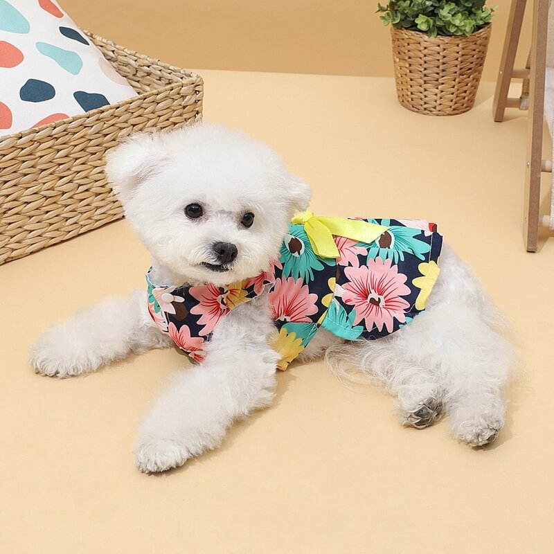 

Flower Pattern Bow Decor Dog Dress, Multicolor
