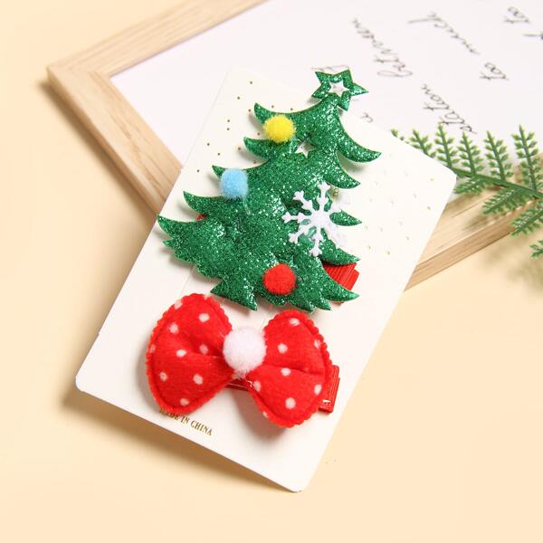 

2pcs Christmas Tree Decor Hair Clip, Multicolor