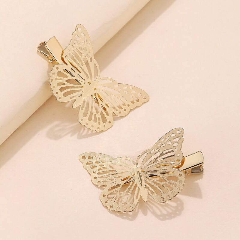 

2pcs Butterfly Hair Clip, Gold
