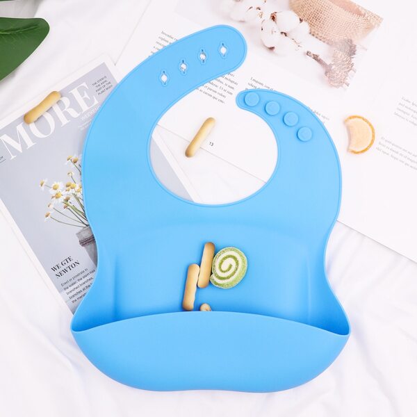 

1pc Kids Adjustable Silicone Bib, Blue