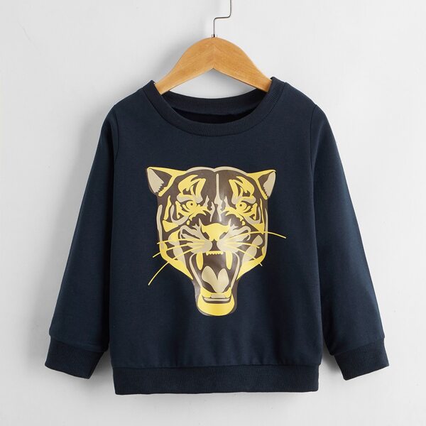 

Toddler Boys Tiger Print Sweatshirt, Navy blue