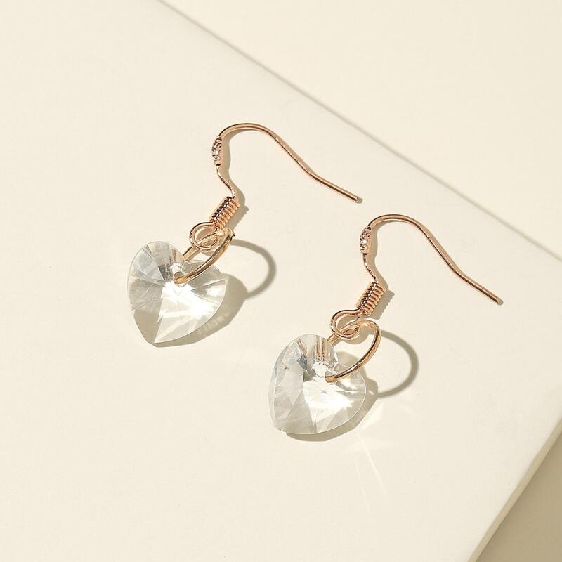 

Clear Heart Drop Earrings