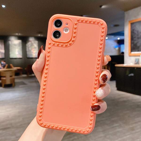 

Star Pattern Solid iPhone Case, Orange