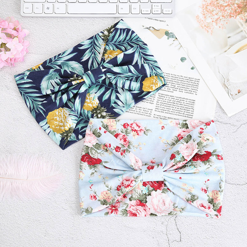 

2pcs Floral & Pineapple Wide Headband, Multicolor