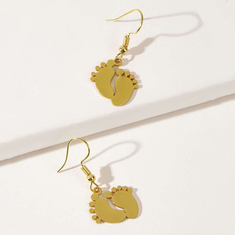 

Baby Feet Drop Earrings, Gold