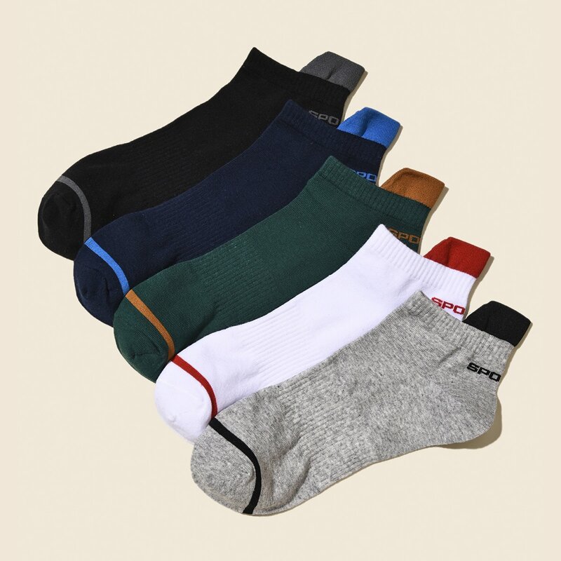 

5pairs Guys Letter Ankle Socks, Multicolor