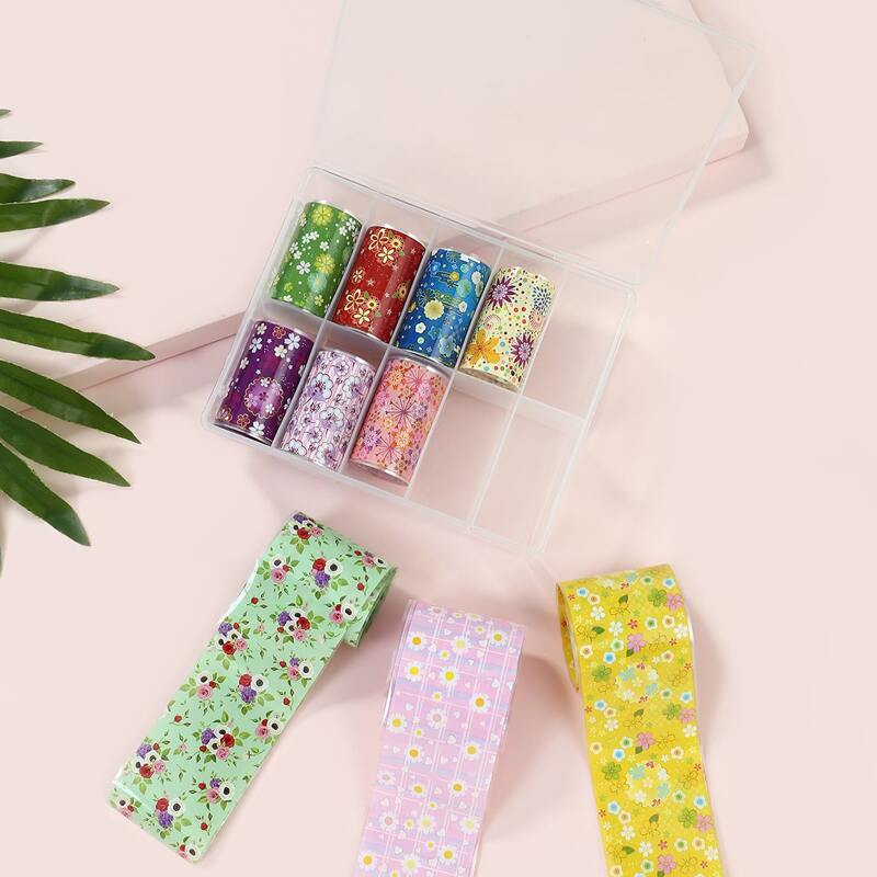 

10pcs Flower Pattern Nail Art Sticker, Multicolor