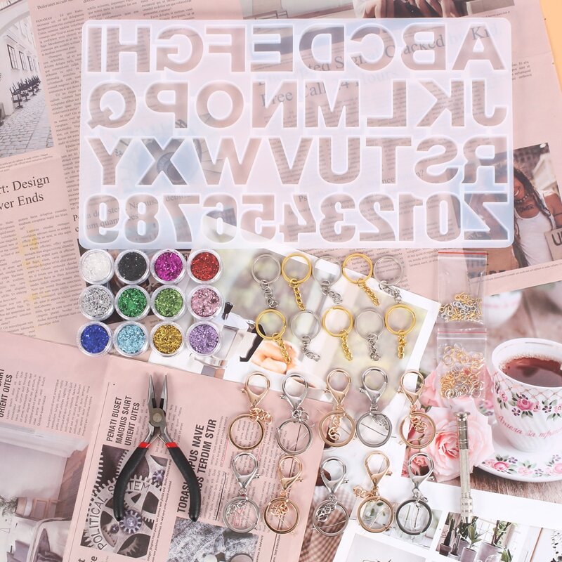 

117pcs DIY English Alphabet Epoxy Mold, White