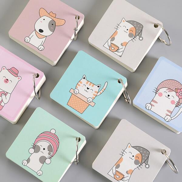 

2pcs Cartoon Graphic Random Binder Ring Memo Pad, Multicolor