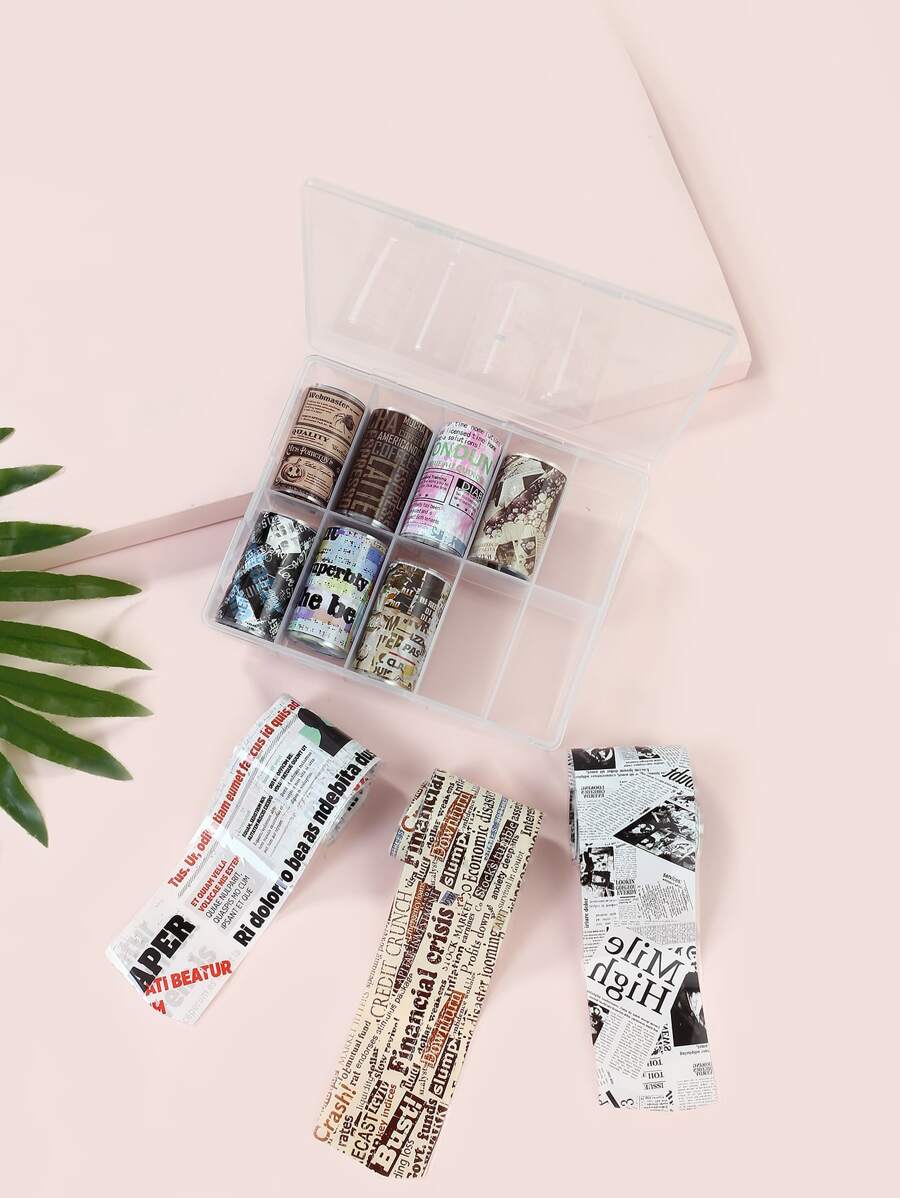 10pcs Vintage Letter Graphic Nail Art Sticker - Multicolor - View 1