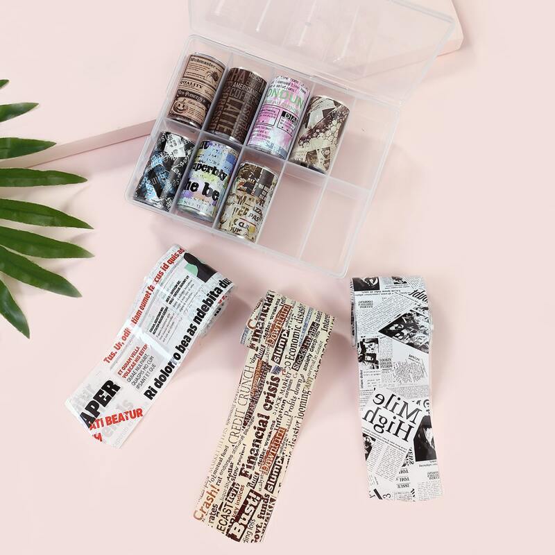 

10pcs Vintage Letter Graphic Nail Art Sticker, Multicolor