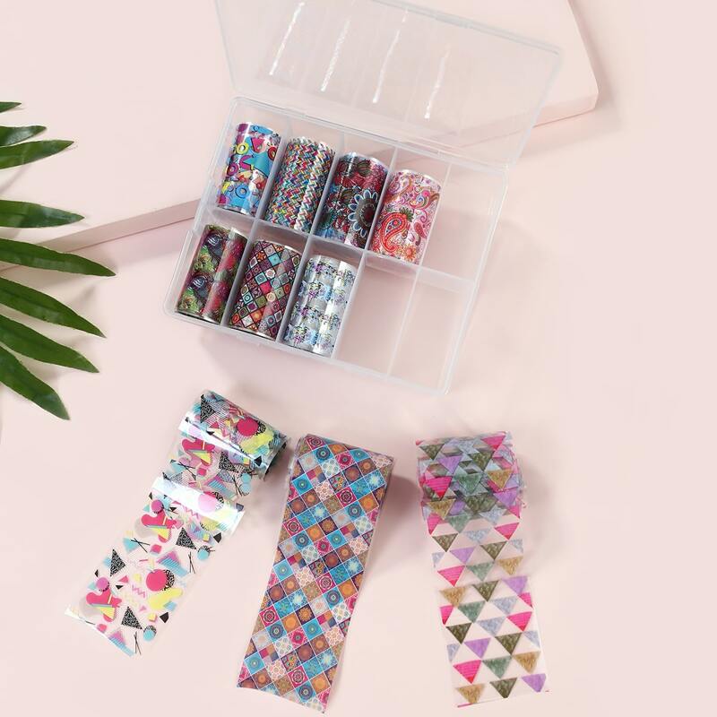 

10pcs Colorful Geometric Nail Art Sticker, Multicolor