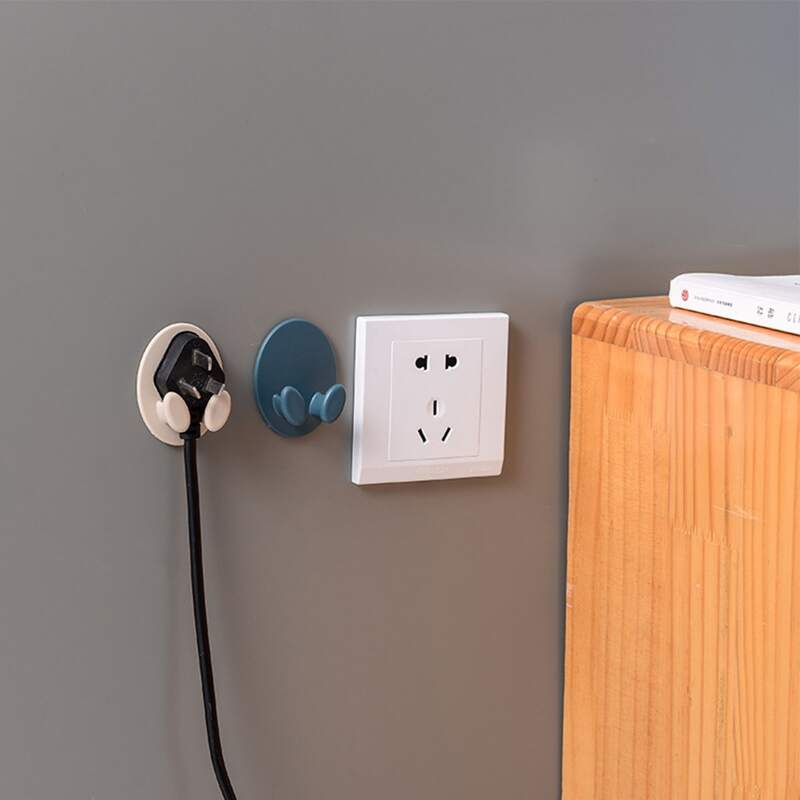 

2pcs Wall-mounted Plug Storage Hook, Multicolor